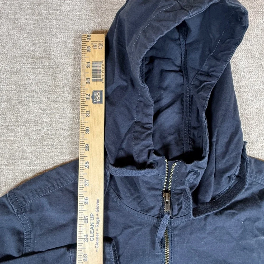 The North Face Anorak Mens Med Navy Blue 1/4 Zip Stretch Hooded L/S Jacket
